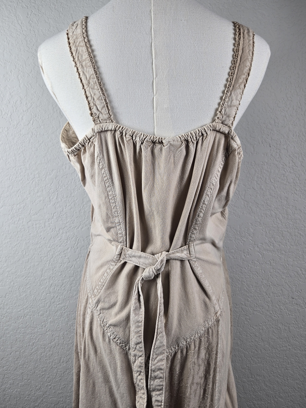 Coline XL Boho Goddess Embroidered Midi Dress Stonewashed Festival Chic Earthy - Picture 4 of 16